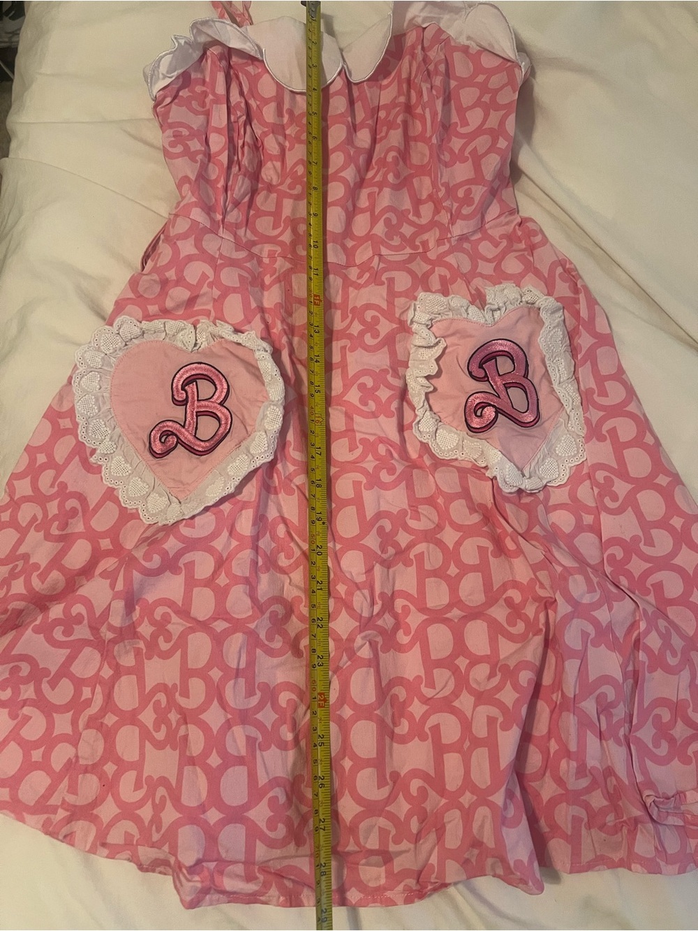 Barbie Pink Apron Dress with Heart Pockets Small cosplay dressup Barbiecore doll - Picture 7 of 10